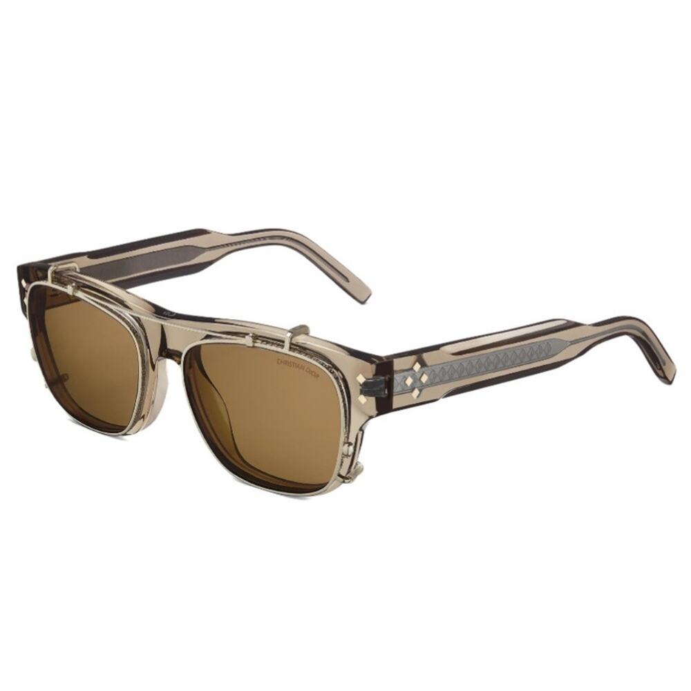 NEW!!! Dior CD DIAMONDO S10I 64BB Stylish Crystal Brown Clip On Sunglasses Men